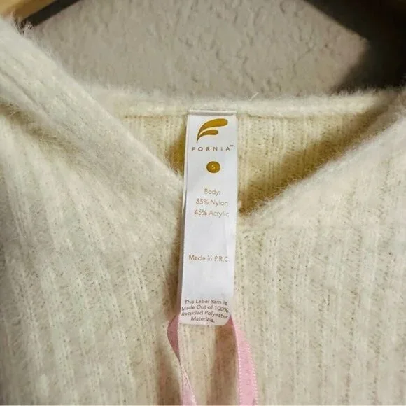 Fornia los angeles crop ivory hoodie sweatshirt size small - Picture 10 of 13